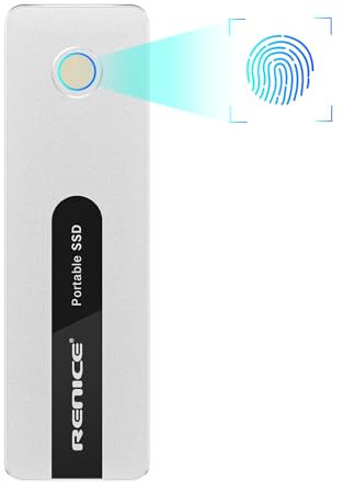 RENICE 512GB Portable SSD-Up to 1000MB/s, USB 3.2Gen2 External Solid State Drive Fingerprint encryption -for Picture Video Storing,Fast File Transfer-Mini SSD