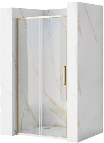 Rea PORTE DE DOUCHE COULISSANTE RAPID SLIDE GOLD 150 Verre trempé de sécurité transparent 6 mm (Doré)