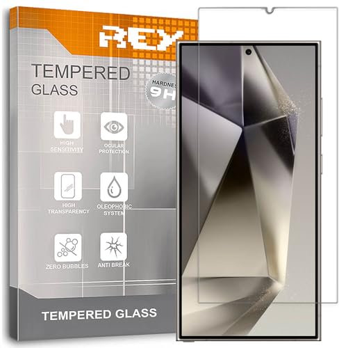 REY Protector de Pantalla para Samsung Galaxy S24 Ultra, Cristal Vidrio Templado Premium