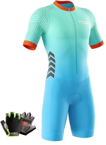 Tuta da Triathlon a Maniche Corte da Uomo,da 3 Tasche，Abbigliamento Ciclismo monopezzo MTB Body Trisuit Cycling Skinsuit,2024 Nuovi Tuta da triathlon da uomo (Typ-4,L)