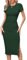 Missufe T Shirt Freizeitkleid Enges Sommerkleid Damen Midikleid Bodycon mit Schlitz Bleistiftkleid Kurzarm Figurbetontes Gerafftes Kleider (Dunkelgrün, S)