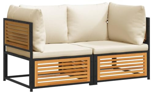vidaXL 2-TLG. Garten-Sofa-Set mit Kissen Massivholz Akazie