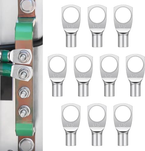 10 Capicorda Elettrici M6-8 mm²,Capicorda Tubolare SC non isolati,Capicorda elettrici a crimpare per cavo batteria automotive