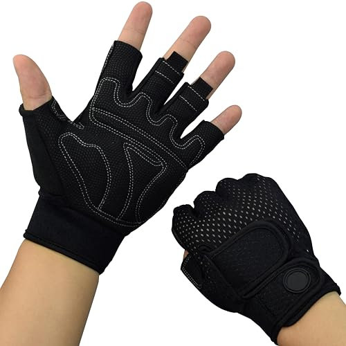 Nesirooh Fitness Handschuhe Herren Damen, Trainingshandschuhe für Gym, Krafttraining, Gewichtheben, Rudern, Radfahren (Schwarz, M)