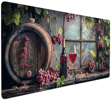 Mauspad XXL 1000x500mm - Mousepad XXL Gaming Mauspad - Tischunterlage Large Size - Verbessert Präzision & Geschwindigkeit - Stabiler Halt auf Glatten Oberflächen Ergonomisches (Rot, Weinglas) 1-5
