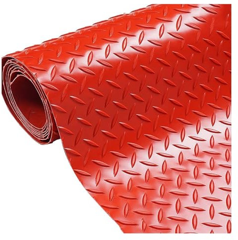 Generisch Fabrik-Werkstatt-Bodenmatte, 2,6 mm Dicke, rutschfeste PVC-Gummimatte, wasserdichter Kantinenteppich(Red,32x197in/80x500cm)