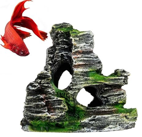 Missmisq Aquarium Steine Aquarium Deko Felsen Aquarium Deko Harz Höhle Aquarium Deko Landschaftsdekoration Felsen Aus Kunstharz Felsen Berghöhle Ornaments Aquarium Natursteine Für Garnele Fisch Tank
