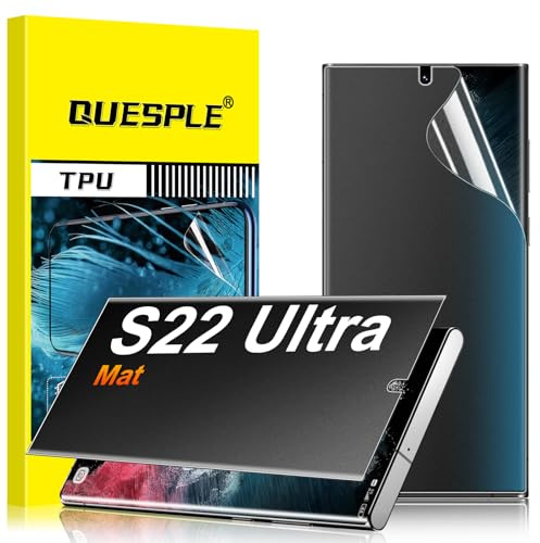 QUESPLE [2 Pièces] Mat Protection écran Anti Espion pour Samsung Galaxy S22 Ultra, Anti-empreintes, Anti-éblouissement Matte TPU Film Protection écran, Compatible avec Lecteur d’Empreinte