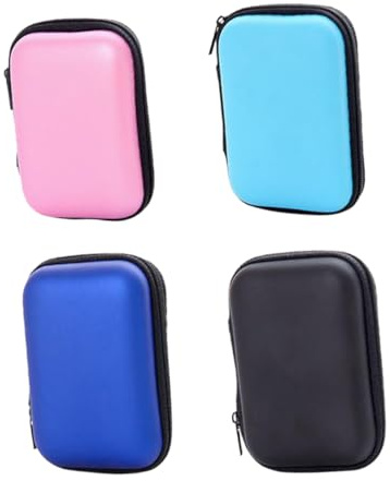 AKOOSY 4pcs Wear-Resistant Cable Bag Zipper Portable Coin Pouch for Tech Accessories Random Color