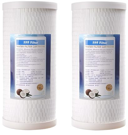 ZhuiFengA Filtro Composito Pieghevole 10 Pollici, Filtro l'acqua 5 Micron 10 x 4,5, Filtro l'acqua Composito a Carbone Attivo, Tutta la casa, Camper, Barche - Confezione 2