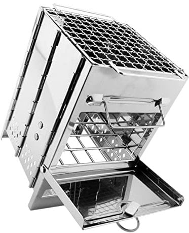 HEMOTON Collapsible Stainless Steel Camping Stove Portable Wood Burning Barbecue Grill Rack for Outdoor Cooking Easy to Assemble Carry for Parties and Family Gatherings