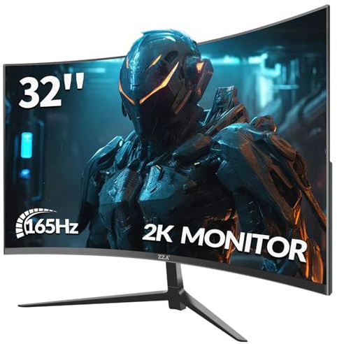 ZZA Écran 32 - Résolution 2K, 165 Hz/180 Hz, moniteur 1440p, temps de réponse de 1 ms, FreeSync et G-Sync, HDR10, couverture sRGB à 122 %, DP/HDMI, compatible avec les écrans d'ordinateur de 32