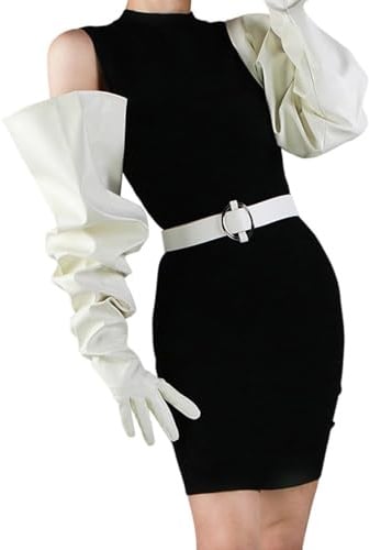 Obotsnoi Unisex Kunstleder-Handschuhe, 85 cm Länge, dramatisches Puffärmel, Abend-Gala-Accessoire, stilvolle Armstulpen, Unisex