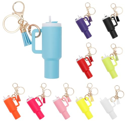 Sesaver Mini Tumbler Keychain, Multiple Colors Mini Keyring Stanley Cup Keychain Decor, Cute Ornament Accessories for Lip Balm Wallet Phone Case Backpacks Handbags