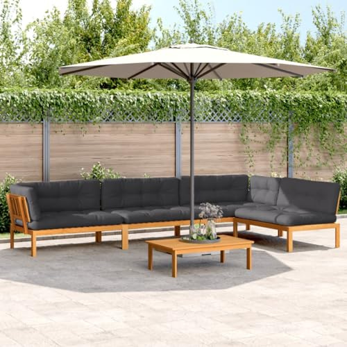 Frdhee Juego de muebles de jardín pequeños de 5 piezas, con cojines de madera de acacia, para balcón, terraza y piscina