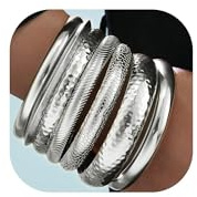 RIXERKOC 7 Stück Goldene Armreif Armbänder für Damen 14K Vergoldet Indische Stapelbare Armbänder Boho Chunky Armbänder Set Schmuck Geschenke für Valentinstag Muttertag