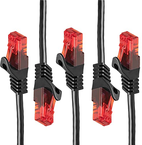 BIGtec 5 Stück – 10m LAN Kabel Netzwerkkabel Patchkabel Ethernet 2 x RJ45 Stecker High Speed schwarz kompatibel zu Cat.5 Cat.6 Cat.7 Cat.8 Switch Router Modem Patchpanel Access Point Patchfeld