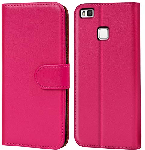 Verco Handyhülle für Huawei P9 Lite Hülle Wallet Case Kartenfach, Pink | Klapphülle klappbar, Book Case Handy Tasche, Schutzhülle mit Kartenslots, Aufstellfunktion, Flip Case Brieftasche