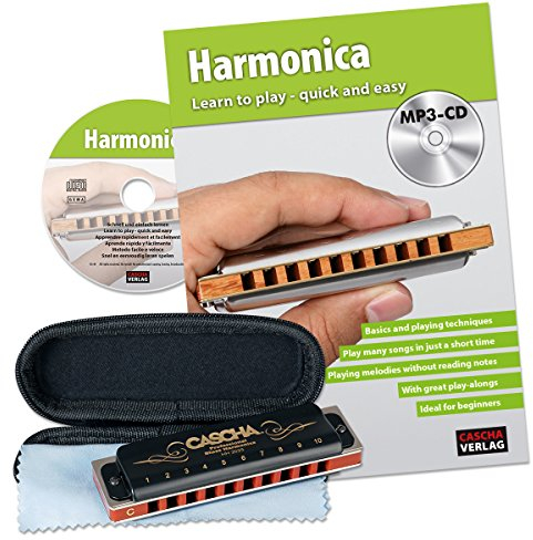 CASCHA HH 1610 EN Professional Blues Harmonica Set Mundharmonika Inklusive Englischer Schule mit MP3-CD