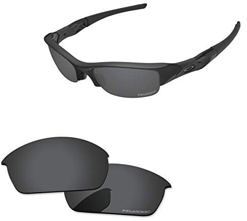 PapaViva Replacement Lenses for Oakley Flak Jacket OO9008 63mm Sunglass Solid Black Polarized