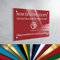 Plaque Professionnelle Troglass Clear - Plaque Gravée À Personnaliser - Taille Personnalisable – 13 Couleurs (fond Rouge)