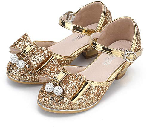 YOSICIL Mädchen Prinzessin Schuhe ELSA Schuhe Glitzer Sandalen mit Pailletten Kinder Ballerinas Flamenco Schuhe Eiskönigin Schuhe Gelee Partei Schuhe Fasching Karneval Weihnachten Tanzball Party 25-34