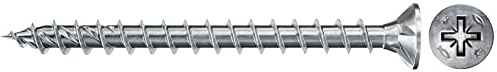 fischer PowerFast II CZF 4,0 x 50, Spanplattenschraube (200 Stk.) mit Vollgewinde, Senkkopfschraube mit Kreuzschlitz, Schraube für Holzverarbeitung, reduziert Einschraubwiderstand & Einschraubzeit
