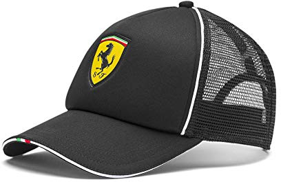 PUMA x Scuderia Ferrari Fanwear Adjustable Strapback Trucker Cap Hat (Black)