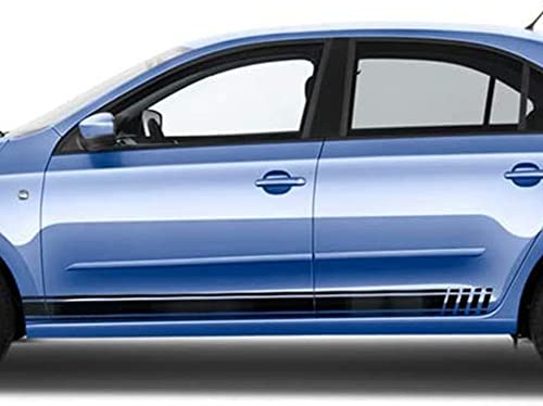 Auto-Dress Seitenstreifen Aufkleber Set/Dekor passend für Skoda Rapid - Motiv: Clean (210 Black Gloss)