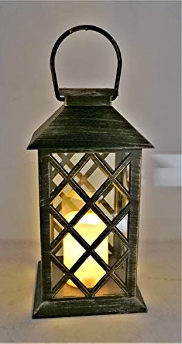 Solarize ® Large Table Hanging Garden Solar Warm White LED Flickering Candle Lantern Light Patio Landscape, Waterproof IP44 Black, Antique Bronze, Rustic White (Antique Bronze)