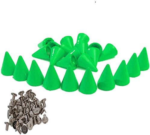 50 Set 7 x 10 mm Kleidernieten Metall Schraubverschluss Nieten bunt bemalt Rundkegel Nieten und Spikes für Kleidung DIY Leder Handwerk (grün)