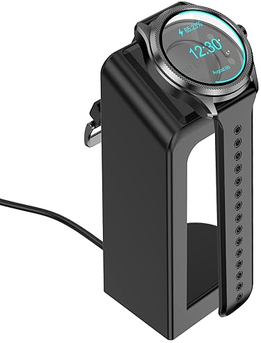 Soarking Soarking Ersatzanschluss Ladestation kompatibel mit Ticwatch Pro 5/3 Utal GPS Stand Station Case Friendly mit 5 Fuß Kabel Schwarz