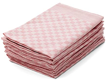 Hometex Premium Textiles 10er Set Zwirn Geschirrtücher | Grubentücher in extra Dicker Qualität - 220 g/m² | 100% Baumwolle sehr saugfähig | ÖKO-TEX 100 Standard | 50 x 70cm Rosé