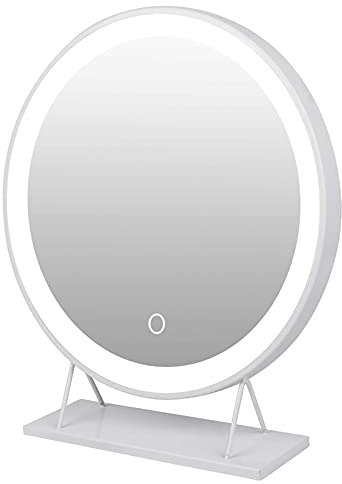homewell Kosmetikspiegel mit Beleuchtung rund Schminkspiegel mit licht LED Tischspiegel groß (Weiß Φ50cm)