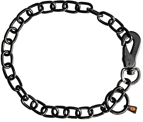 Sprenger Hundehalskette mit Sprenger Haken aus Edelstahl rostfrei 4 mm I Größe individuell einstellbar I Halskette - schwarz (51 cm)