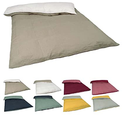 beties Leinen Doubleface Bettwäsche ca. 135x200 cm 100% Leinen Stone-Washed Bettbezug (leinen-Taupe/Stonewash-weiß)