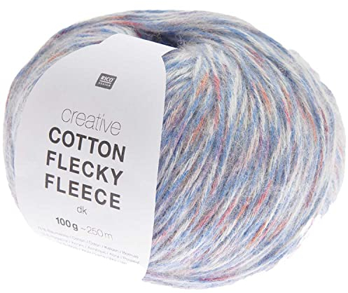 Baumwollmischgarn Rico Creative Cotton Flecky Fleece Farbe 10, bunte Wolle mit farbigen Tupfen zum Stricken oder Häkeln