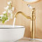 Maynosi Victorian Bathroom Basin Mixer Tap, Mono High Rise Basin Tap for Countertop, Tall Traditional Sink Faucet with Ceramic Lever, 360° Swivel Spout, Classic Taps, Retro Style, Antique Brass