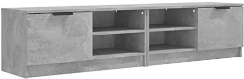 vidaXL 2x TV Cabinets Living Room Furniture Media Unit HiFi Side Cabinet Sideboard Entertainment Centre TV Console Concrete Grey Engineered Wood