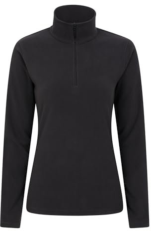 Mountain Warehouse Camber Half Zip Women's Fleece - Lightweight, Warm & Cosy Half Zip Sweatshirt Top - Best for Camping, Outdoors, Travelling & Hiking Black (Plain) XXS
