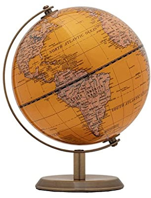 LIOONS Vintage Weltkugel Metallhalterung Geografische Globen Kleine Bildungskugel Kreativitätskugel für Regal-Desktop-Display