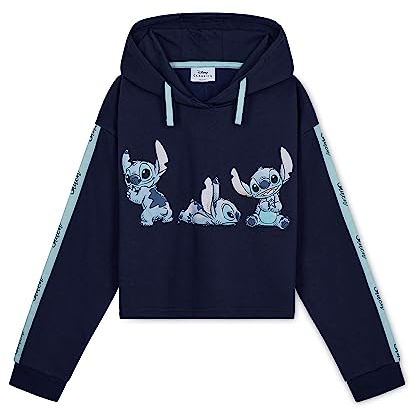 Disney Stitch Kapuzenpullover Mädchen Cropped Hoodie Kinder Teenager 7-14 Jahre - Hoodie Mädchen Geschenke (9-10 Jahre, Marineblau)