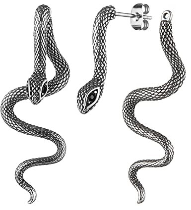 HZMAN Retro Schlange Ohrringe für Damen Herren Edelstahl Gothic Punk Schlange Ohrstecker Biker Party Schmuck Geschenk