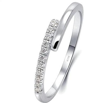 Daesar Frauen Ringe 750 Weißgold, Trauringe Schmal mit Diamant 0.1ct Verlobungsringe Hochzeit Ring Damen Nickelfrei Große 47 (15.0)