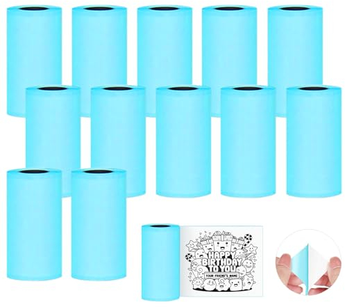 12 Rollen Thermopapier Minidrucker Selbstklebendes Thermopapierrolle 57mm x 30mm Thermodruckpapier Aufkleberpapierrolle für PeriPage A6 Taschen-Thermodrucker PAPERANG P1/P1S/P2 Mini-Fotodrucker