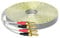 Mygatti 16/2 Speaker Flat Wire Cable with Banana Tip Plugs 25 FT, CL3 Rated, 16 Gauge AWG Wire, Tinned OFC Copper, Transparent Jacket with Yellow Polarity Marker, for Indoor & Outdoor, Hi-Fi Sound