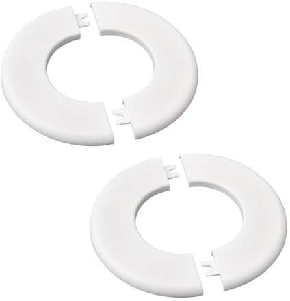 UFURMATE Lot de 2 cache-tuyaux ronds en plastique auto-adhésifs pour tuyau de douche, diamètre intérieur 64,6 mm (blanc)