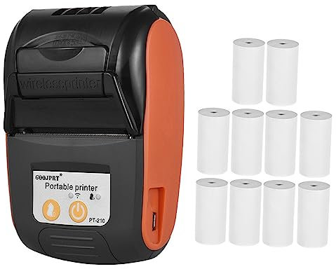 Sunydog Imprimante de Poche 58mm de Reçu de L'imprimante Thermique Portable Pt-210 pour la Logistique des Usines de Restaurants de Magasins de Détail, 10 Rouleaux de Papier