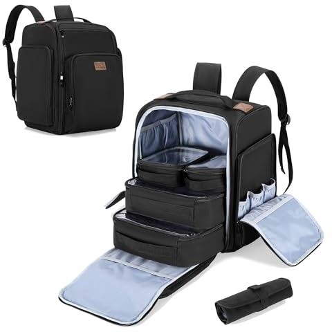 BAFASO Kosmetik Rucksack, Kosmetikkoffer Rucksack Groß, Kosmetiktasche Damen & Herren, Kosmetik Organizer Tasche für Make up, Make up Rucksack, Schwarz