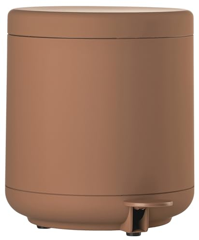 Zone Denmark Ume Mülleimer Bad, Kosmetikeimer, Treteimer mit Deckel fürs Badezimmer, mit herausnehmbarem Inneneimer und Soft-Close, Durchm. 19,5 cm, Höhe 22 cm, 4 Liter, Terracotta